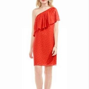 Vince camuto one shoulder dress polka dot